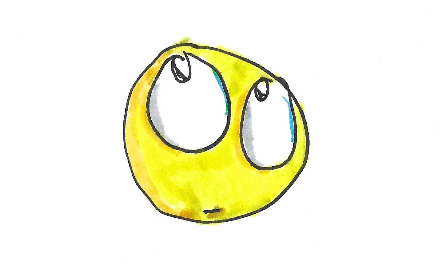 Emoji: primo test con i colori acquerellati pensierosa