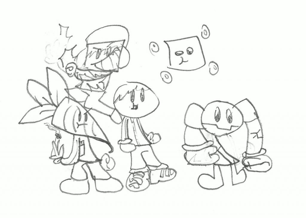 La banda è pronta io con i miei personaggi (schizzo)